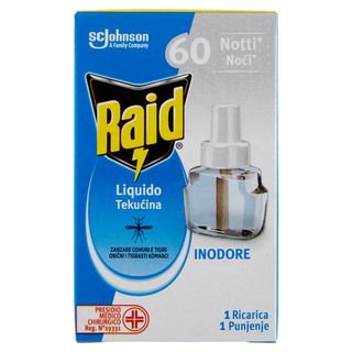 Raid Liquido Elettrico Antizanzare Comuni E Tigre, Inodore, 60 Notti, Ricarica 36 Ml -1960
