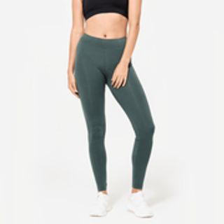 Leggings Fitness Mujer Verde Caqui Corte Slim.S / W28 L31 Verde