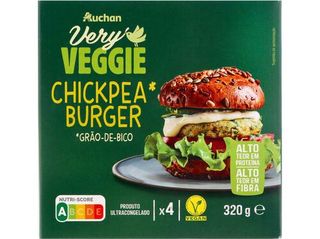 VEGAN CHICKPEA BURGER AUCHAN VERY VEGGIE GRÃO-DE-BICO 4UN 320G