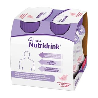 Nutridrink, smak truskawkowy, płyn, 4 x 125 ml