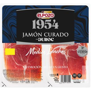 Jamón Curado Media Loncha Elpozo, Pack 2X75 G