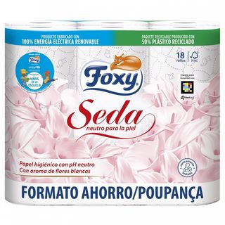 Papel Higienico Foxy Seda 3 Capas Maxi Rollo 18 Uds.