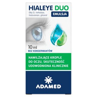 Hialeye Duo Emulsja, Nawilżające krople do oczu, Bez konserwantów, 10 ml