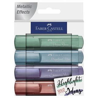 Blíster 4 Marcadores Textliner Faber-Castell Color Metallic Verde, Azul, Rojo, Violeta (4005401546245)