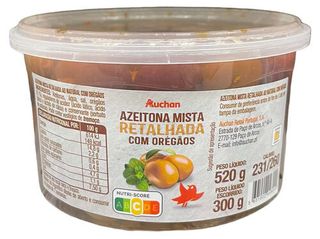 AZEITONA MISTA AUCHAN COM ORÉGÃOS TAÇA 520(300)G
