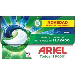 Detergente en cápsulas ARIEL TOTAL, caja 18 dosis (26811059)