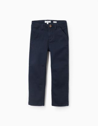 Calças Chino de Sarja para Menino 'Slim' - Tamanho 6/7 AZUL ESCURO