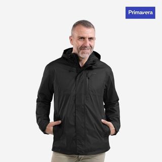 Chaqueta Impermeable De Montaña Y Trekking Con Capucha Hombre Quechua Nh500 L Negro