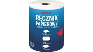 Auchan - Ręcznik papierowy 2 warstwowy mocny 300 listków - 1 rolka