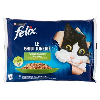 FELIX Le Ghiottonerie Selezioni con Verdure in Gelatina (Manzo/Carote & Pollo/Pomodoro) 4 x 85 g