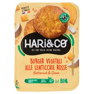 Hari&Co Burger Vegetali Alle Lenticchie Rosse Butternut & Cocco Bio 170 G