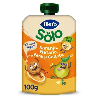 Alimento Infantil Con Puré De Frutas Y Galleta Hero 100 G