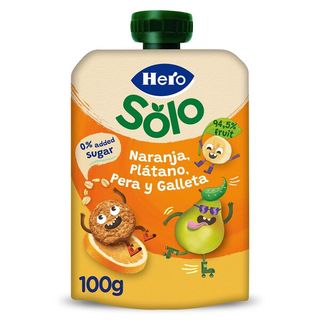 Alimento Infantil Con Puré De Frutas Y Galleta Hero Bolsa 100 G