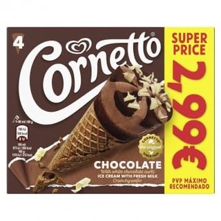 Helado De Chocolate Cornetto 4 Uds.