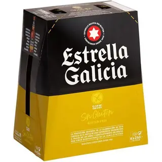 Cerveza Sin Gluten Estrella Galicia, Pack Botellín 6X25 Cl