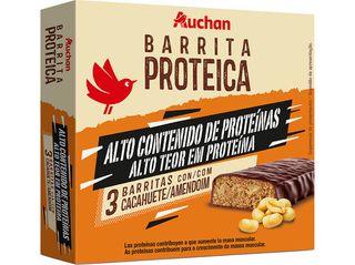 BARRITA PROTEICA AUCHAN COM AMENDOIM 120 G (3X40G)
