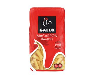 Pasta Macarrón Rayado Gallo Paquete de 450 G.