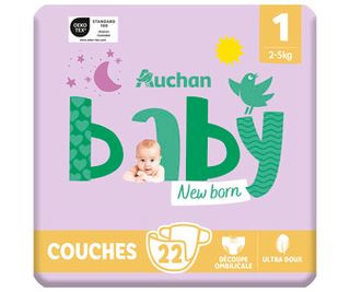 Pañal Auchan Baby T1 2-5Kg X22
