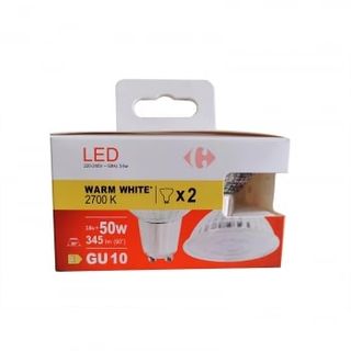 Bombilla Led Dicroica Carrefour Gu10 50W Cálida 2 Ud