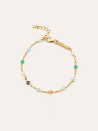 Pulsera Crystals Chain Colors Plata Baño Oro