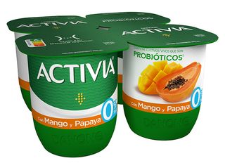 Danone Activia sabor con mango y papaya 0% pack 4 x 120 g