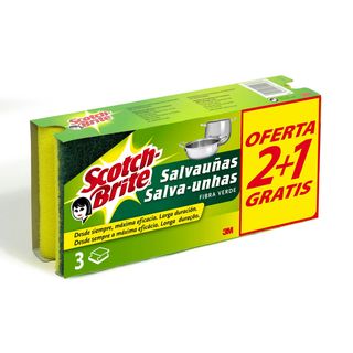 Salvauñas fibra verde SCOTCH-BRITE, paquete 3 uds (139345)