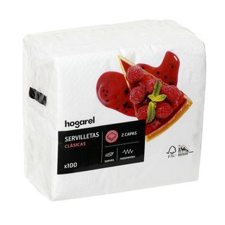 Servilletas De Papel Blancas 33X32Cm Hogarel 100 Uds (278779)