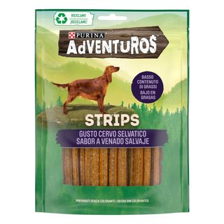 Purina adventurous strips snack cani 90g cervo selvatico