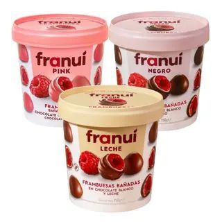 Pack Franuí Pink + Chocolate con Leche + Negro 150g x 3u
