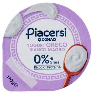 PIACERSI CONAD Yogurt Greco Bianco Magro 0% di Grassi 170 g - 8003170100152