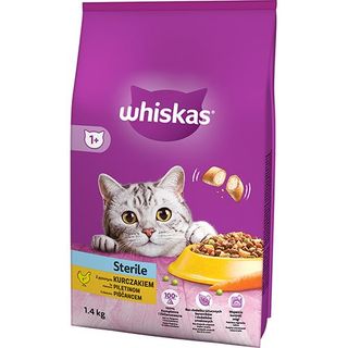 Whiskas 1+ Sterile Karma dla kota sucha z kurczakiem 1,4 kg