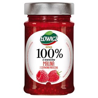 Łowicz Dżem 100% Malina z czerwoną porzeczką, 210 g
