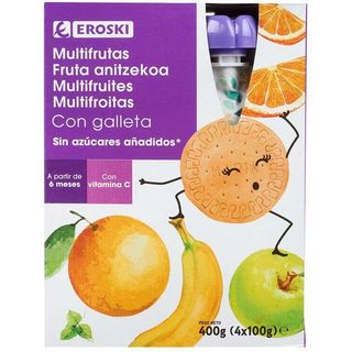 Bolsita De Frutas Con Galleta Eroski, Pack 4X100 G (26403154)