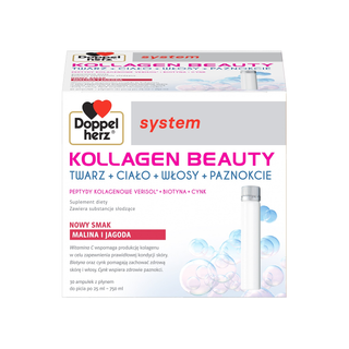 Doppelherz System Kollagen Beauty Smak Malina i Jagoda, Płyn
