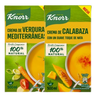 Pack Knorr 1x Crema de Verdura Mediteránea 500ml + 1x Crema de Calabaza