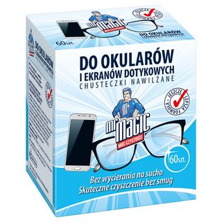Mr Magic Chusteczki nawilżane do okularów, 60 szt.