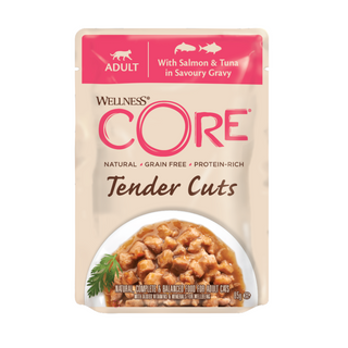 Wellness Core Tender Cuts Salmón Y Atún Sobre En Salsa Para Gatos 0.085Kg