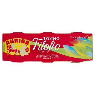 Auriga Tonno Filolio Con Un Filo D'Olio Extra Vergine Di Oliva Italiano 3 X 65 G