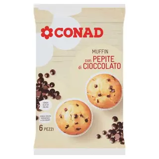 CONAD Muffin con Pepite di Cioccolato 6 Pezzi 252 g - 8003170014749