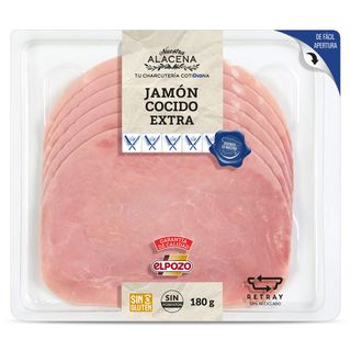 Jamón Cocido Extra 85% Carne Nuestra Alacena De Dia Sobre 180 G
