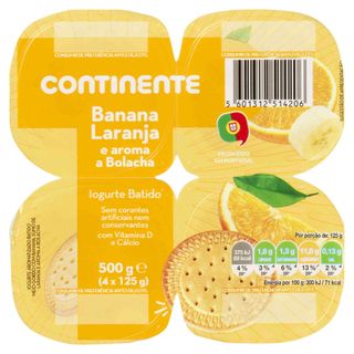 Iogurte Batido Banana, Laranja e Bolacha Continente (emb. 500 gr (4 un))