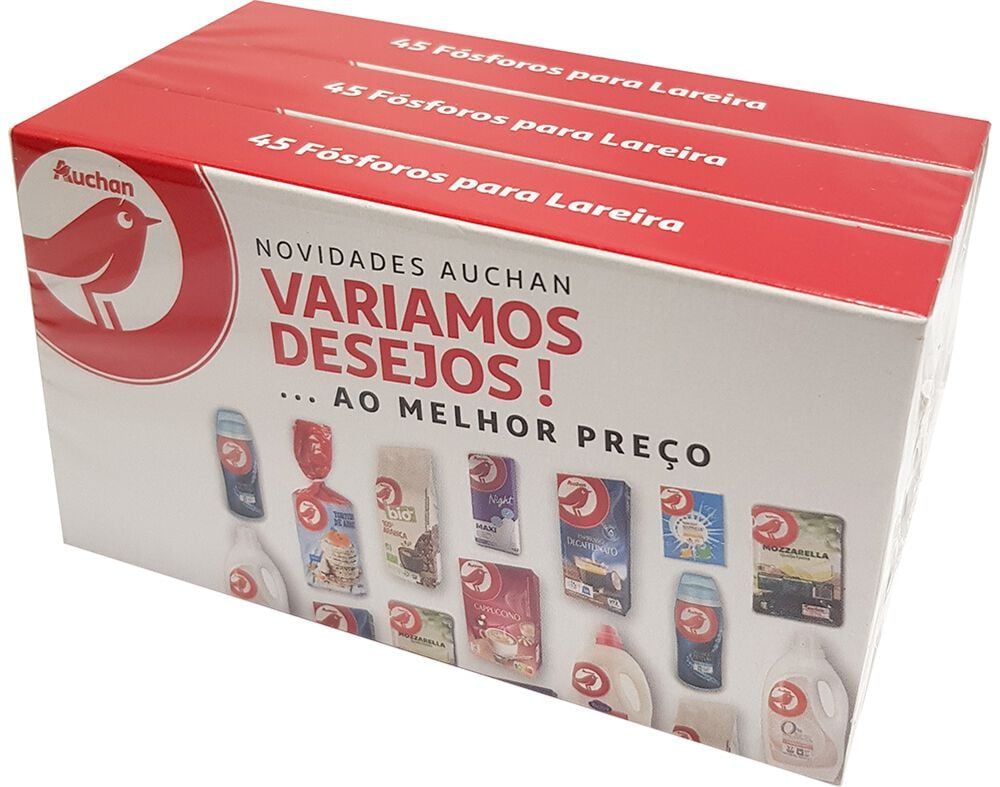 FÓSFOROS AUCHAN LONGOS PARA LAREIRA 3 UNIDADES