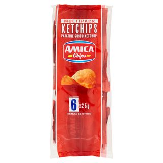 Amica Chips Ketchips Patatine Gusto Ketchup 6 x 25 g