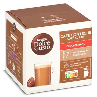 Café Con Leche En Cápsulas Descafeinado Nescafé Dolce Gusto Caja 16 Unidades