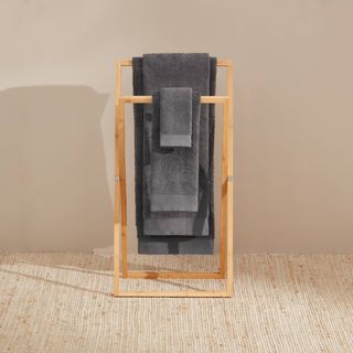 Toalla De Baño De Algodón Egipcio De Rizo Nilo Gris Oscuro 70x140 cm