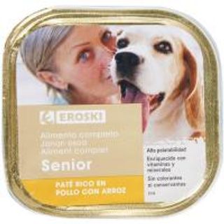 Comida Perro Senior Paté Rico En Pollo Pavo Verduras Eroski 300G (16888448)