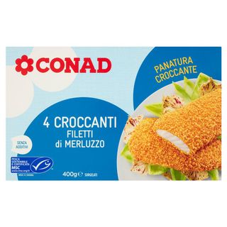 CONAD 4 Croccanti Filetti di Merluzzo Surgelati 400 g - 8003170060098