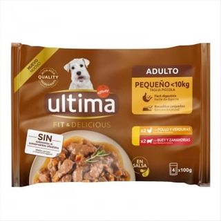 Comida Húmeda De Pollo Y Buey Para Perro Mini Ultima 4X100 G