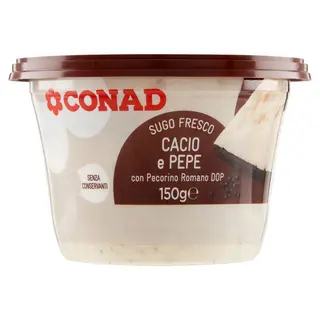 CONAD Sugo Fresco Cacio e Pepe con Pecorino Romano DOP 150 g - 8003170092082