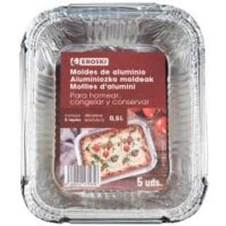 Molde de aluminio rectangular 0,5 litros EROSKI, pack 20 uds (26693663)